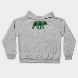 Green Plaid Bear Kids Hoodie